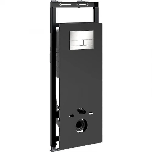 Инсталляция WasserKRAFT Salm 27TLT.010.ME.BL.BN04 для унитаза Черное стекло с клавишей смыва Никель