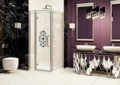 Душевой уголок Ambassador Royal 90x90 18015108-L профиль Хром стекло прозрачное с рисунком