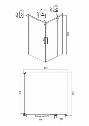 Душевой уголок Ambassador Royal 90x90 18015108-L профиль Хром стекло прозрачное с рисунком