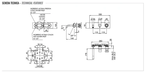 Смеситель для ванны Remer Element ET54D3XV цвет Сталь