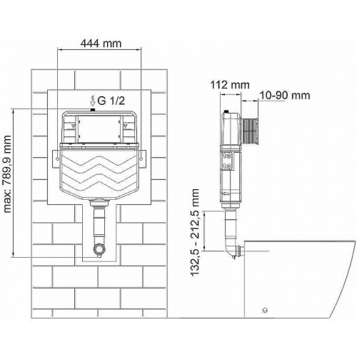 Смывной бачок WasserKRAFT Aller 10TLT.031.ME.WH04 для унитаза с Белой клавишей смыва