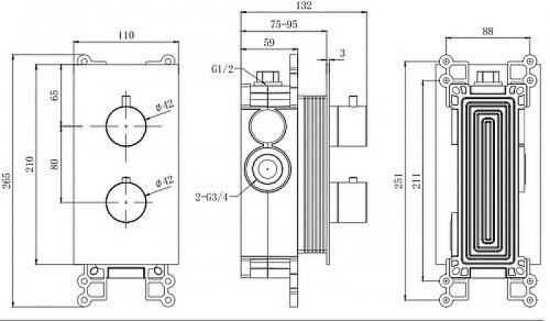 Смеситель для душа Splendy Passion PA204U2T2CR с термостатом цвет Хром