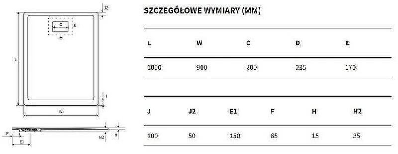 Душевой поддон из искусственного камня Excellent Lavano 100x90 BREX.1103.100.090.CAN Капучино