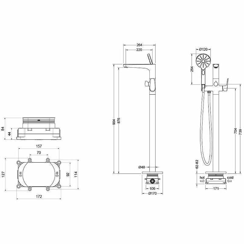 Смеситель для ванны Aquatek Бетта AQ1145CR Хром латунь на пол