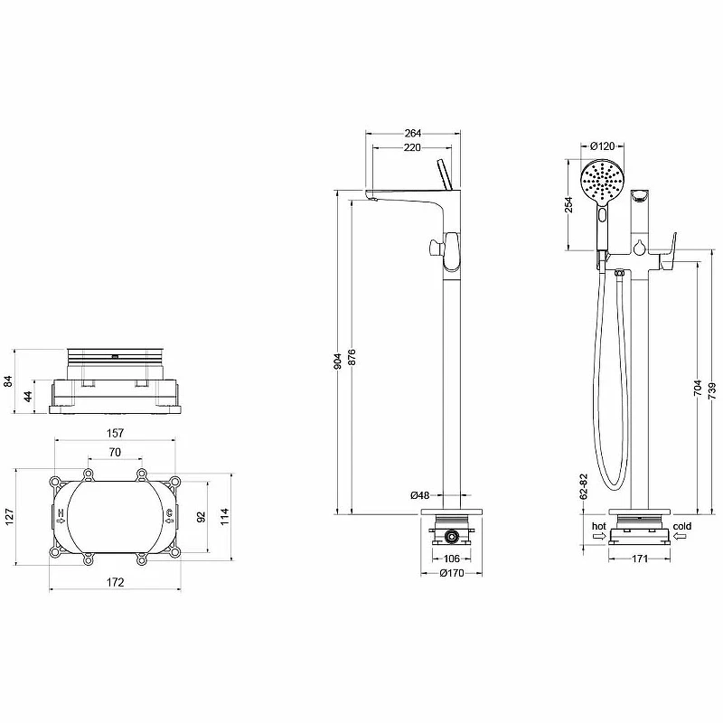 Смеситель для ванны Aquatek Бетта AQ1145CR Хром латунь на пол
