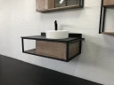 Тумба с раковиной Comforty Лиссабон 95 00-00006558 подвесная Дуб темный МДФ / ЛДСП