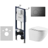 Комплект унитаза WellWant Aura WWU01121WK с инсталляцией AM.PM PrimeFit I012709.0138 с сиденьем Микролифт и Черной матовой клавишей смыва