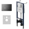 Комплект унитаза WellWant Aura WWU01121WK с инсталляцией AM.PM PrimeFit I012709.0138 с сиденьем Микролифт и Черной матовой клавишей смыва