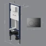 Комплект унитаза WellWant Aura WWU01121WK с инсталляцией AM.PM PrimeFit I012709.0138 с сиденьем Микролифт и Черной матовой клавишей смыва