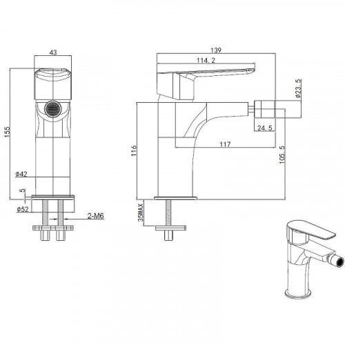 Смеситель для биде Allen Brau Eclipse 2.0 5.E1A10-31 Черный матовый