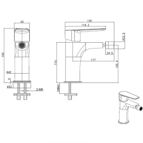 Смеситель для биде Allen Brau Eclipse 2.0 5.E1A10-31 Черный матовый