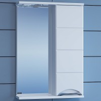 Зеркало со шкафом СанТа Родос 50 R 106014 с подсветкой Белое МДФ / ЛДСП, стекло