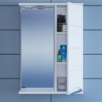 Зеркало со шкафом СанТа Родос 50 R 106014 с подсветкой Белое МДФ / ЛДСП, стекло