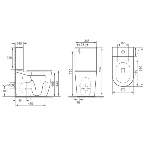 Унитаз компакт Royce Pro RCT-130516WH с бачком и сиденьем Микролифт фаянс напольный
