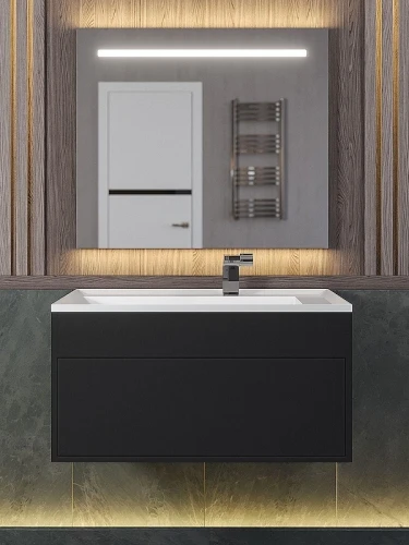 Тумба с раковиной Uperwood Lotus Premium 80 39340207461 подвесная цвет Черный матовый