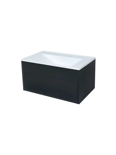 Тумба с раковиной Uperwood Lotus Premium 80 39340207461 подвесная цвет Черный матовый