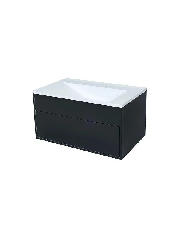 Тумба с раковиной Uperwood Lotus Premium 80 39340207461 подвесная цвет Черный матовый