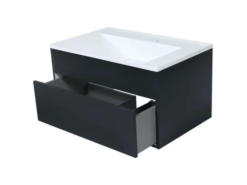 Тумба с раковиной Uperwood Lotus Premium 80 39340207461 подвесная цвет Черный матовый