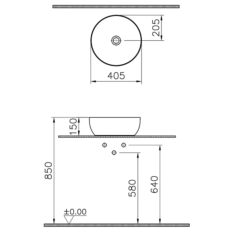 Раковина-чаша Vitra Outline Recycled 41 7992B066-0016 Матовый тауп фарфор накладная