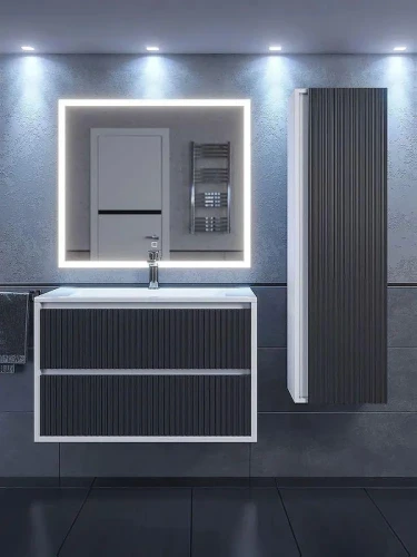 Тумба с раковиной Uperwood Next Premium 70 3930205163 подвесная цвет Белый матовый Графит матовый