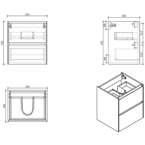 Тумба под раковину BelBagno Pietra Mini 50 PIETRA MINI-500-2C-SO-BL подвесная Bianco Lucido МДФ / ЛДСП