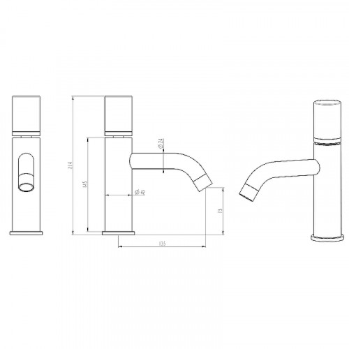 Смеситель для раковины Boheme Stick 121-GB Золото Черный латунь
