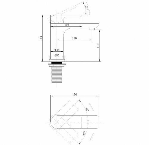 Смеситель для раковины Abber Weiss Insel AF8010B Черный матовый латунь