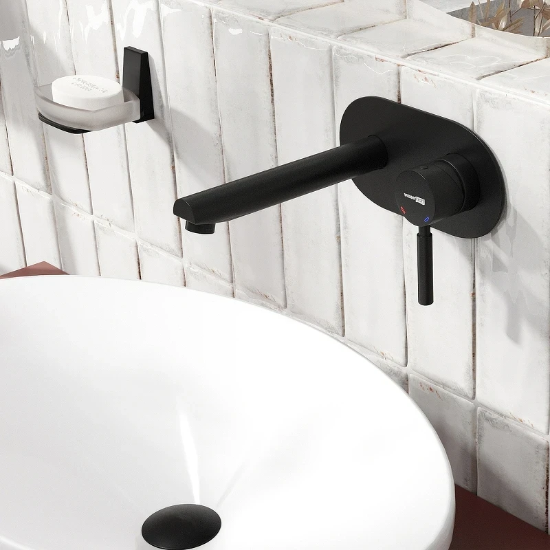 Смеситель для раковины WasserKRAFT Gollach 3330 Черный матовый латунь встраиваемый