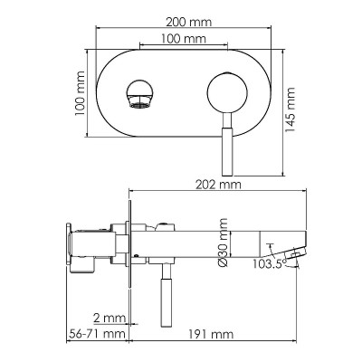 Смеситель для раковины WasserKRAFT Gollach 3330 Черный матовый латунь встраиваемый