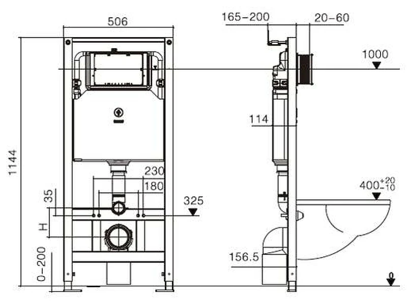 Инсталляция WeltWasser WW Amberg 506 ST 10000005989 для унитаза без клавиши смыва нержавеющая сталь