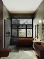 Душевая перегородка Maybah Glass MGD-724-6ш 690x1950 в широком профиле Черный стекло графитовое матовое