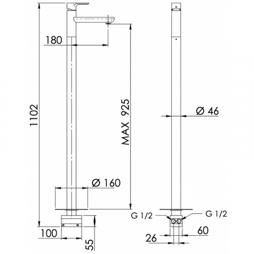 Смеситель для раковины Remer Energy EY18 Хром латунь на пол