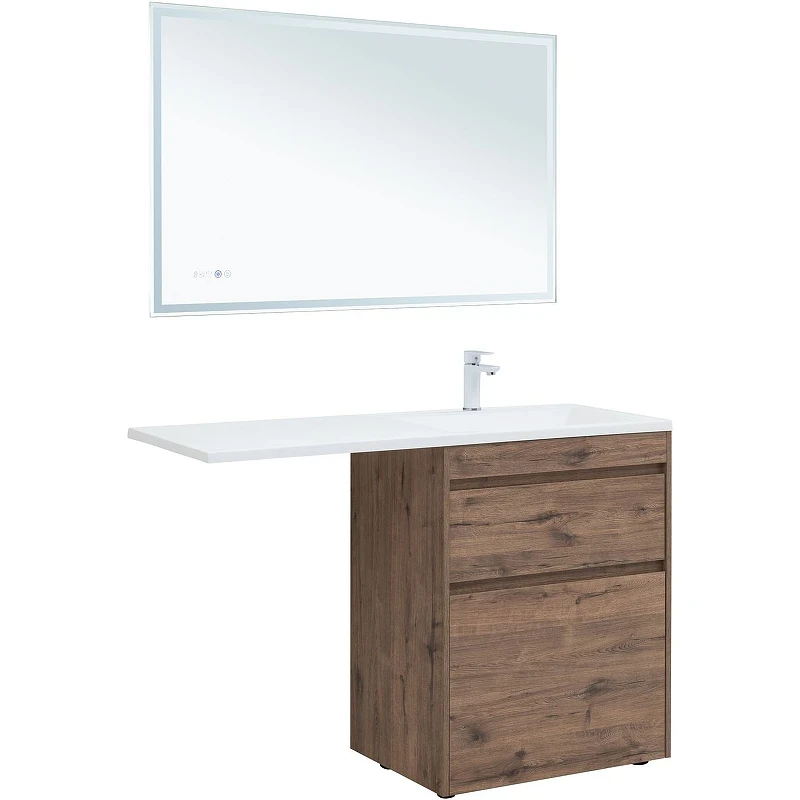 Тумба с раковиной Aquanet Токио 130 R 335590 Дуб веллингтон МДФ / ЛДСП