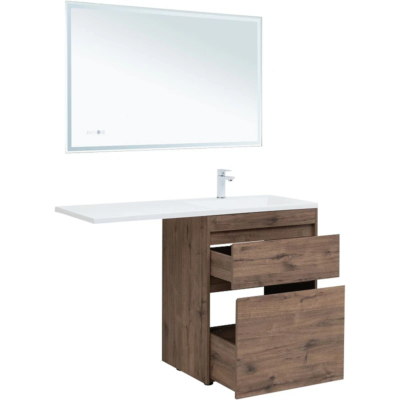 Тумба с раковиной Aquanet Токио 130 R 335590 Дуб веллингтон МДФ / ЛДСП