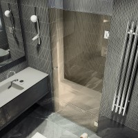 Душевая дверь Maybah Glass MGD-525-4 905x1950 на петлях Хром глянцевый стекло бронзовое