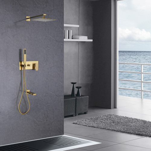 Душевая система Abber Daheim AF8217G Золото матовое латунь встраиваемый