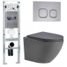 Комплект унитаза с инсталляцией WeltWasser AMBERG 350 ST + MERZBACH 043 MT-GR + AMBERG RD-CR 10000011366 цвет Серый матовый с сиденьем Микролифт и клавишей смыва цвет Хром