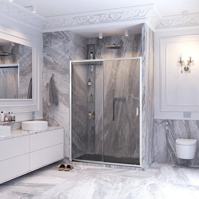 Душевая дверь Ambassador Forsa 110 17021117AX профиль Хром cтекло прозрачное