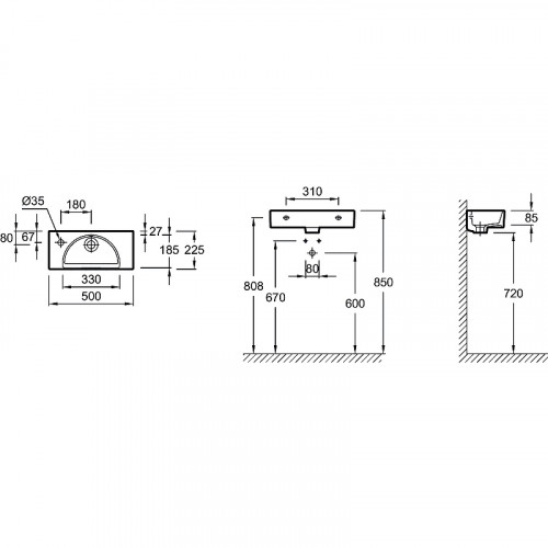 Раковина Jacob Delafon Odeon Rive Gauche 50 R EGO112-56-00 Белая фаянс подвесная, полувстраиваемая