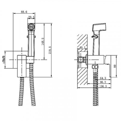 Гигиенический душ со смесителем Azario Graves AZ-KFX03BN цвет Сатин