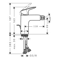 Смеситель для биде Hansgrohe Logis 71200670 Черный матовый латунь