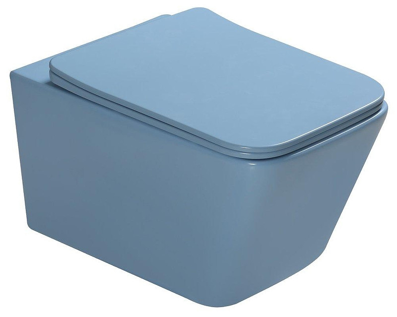 Комплект унитаза с инсталляцией SantiLine SL-5007BL+SL-01/BL цвет Голубой матовый с сиденьем Микролифт и клавишей смыва цвет Голубой матовый