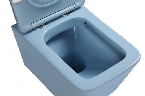 Комплект унитаза с инсталляцией SantiLine SL-5007BL+SL-01/BL цвет Голубой матовый с сиденьем Микролифт и клавишей смыва цвет Голубой матовый