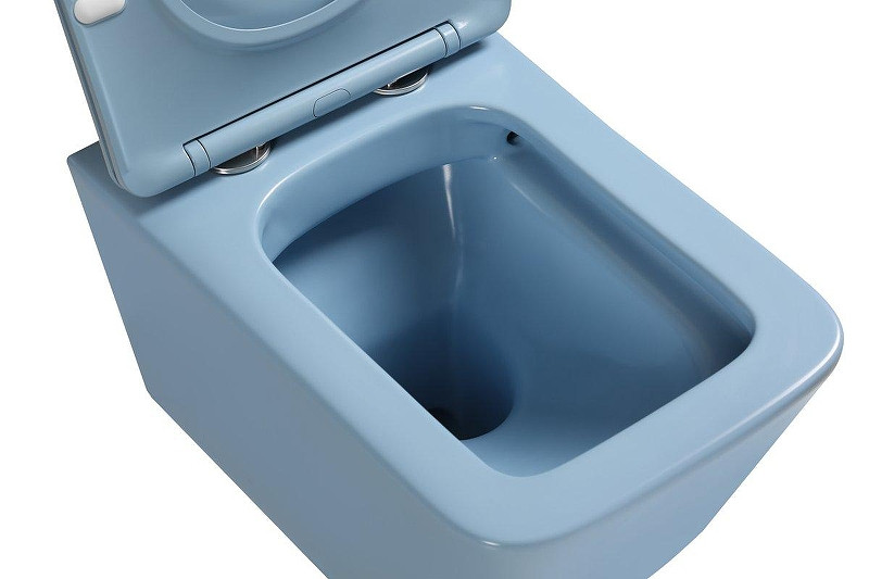 Комплект унитаза с инсталляцией SantiLine SL-5007BL+SL-01/BL цвет Голубой матовый с сиденьем Микролифт и клавишей смыва цвет Голубой матовый