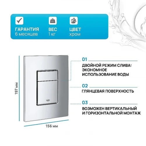 Клавиша смыва Grohe Skate Cosmopolitan 38732000 Хром