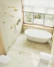 Душевая перегородка Maybah Glass MGD-268-3 790x1950 коннектор стена-стекло Золото стекло сатиновое