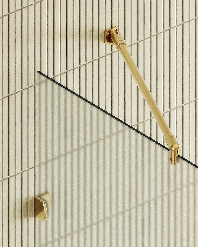 Душевая перегородка Maybah Glass MGD-268-3 790x1950 коннектор стена-стекло Золото стекло сатиновое