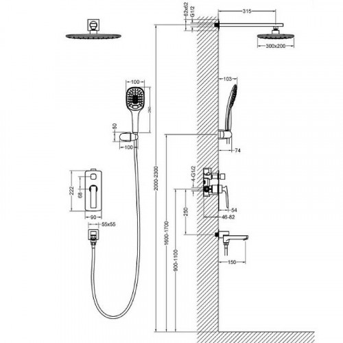 Душевая система Timo Helmi  SX-4099/03SM Черная матовая латунь встраиваемый