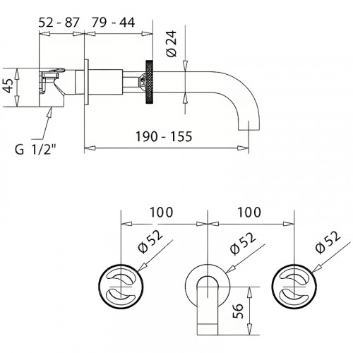 Смеситель для раковины Migliore Reversa 28205 Золото латунь встраиваемый