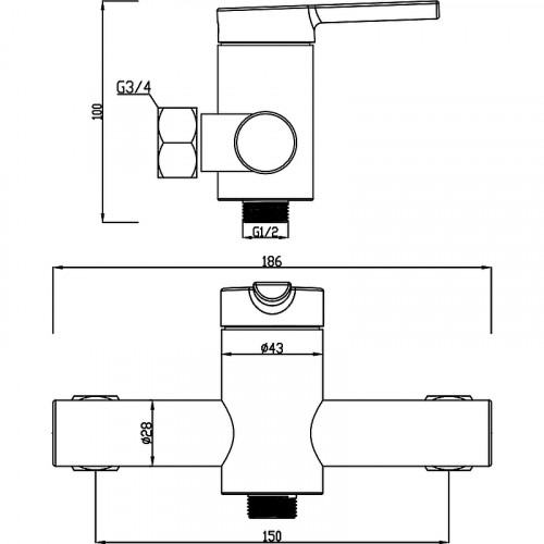 Смеситель для душа Swedbe Diana 1020 Хром латунь на стену